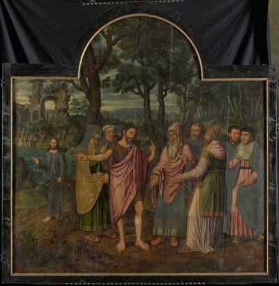 João Baptista admoesta os fariseus, painel do meio de um tríptico de Jan van Coninxloo (II)