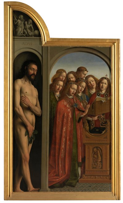 Adão e anjos cantores de Jan van Eyck