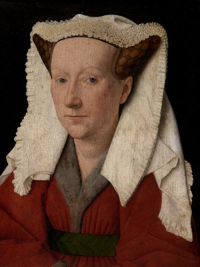 Detalhe do Retrato de Margareta van Eyck de Jan van Eyck