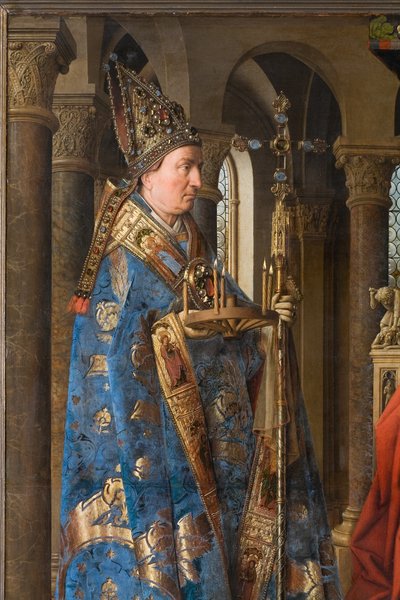 Pormenores da Virgem e da Criança com o Cónego Joris van der Paele de Jan van Eyck