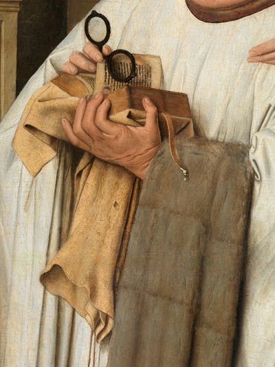 Pormenores da Virgem e da Criança com o Cónego Joris van der Paele de Jan van Eyck