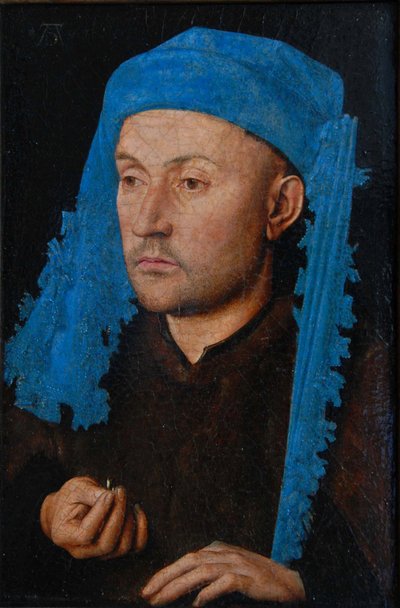 Retrato de um homem com um acompanhante azul Homem com anel de Jan van Eyck