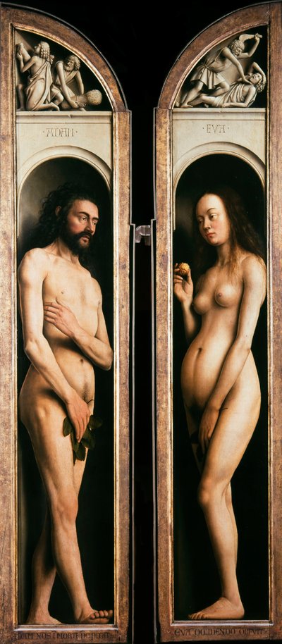 O Retábulo de Gante. Adoração do Cordeiro Místico: Adão e Eva, 1432. de Jan van Eyck