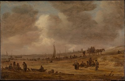 Uma praia com barcos de pesca de Jan van Goyen