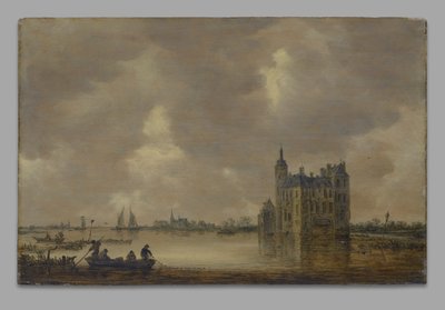 Um Castelo junto a um rio de Jan van Goyen