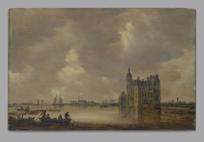 Um castelo junto a um rio de Jan van Goyen