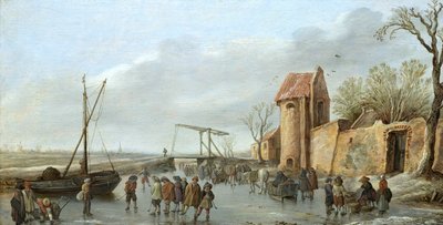 Uma cena no gelo de Jan van Goyen