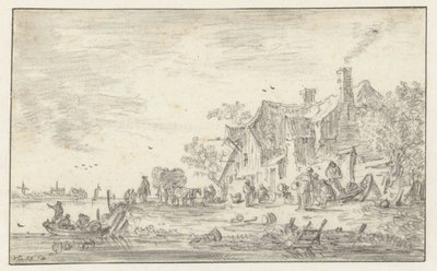 Casa agrícola nas margens de um rio de Jan van Goyen
