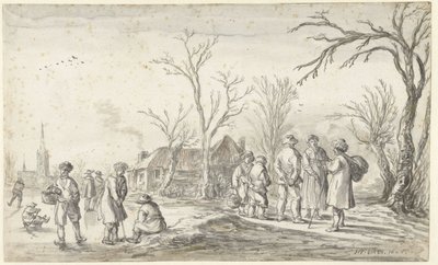 Números numa aldeia no Inverno de Jan van Goyen