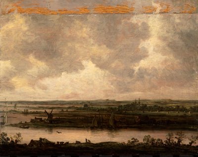 Vista panorâmica do rio Spaarne e do Haarlemmermeer de Jan van Goyen