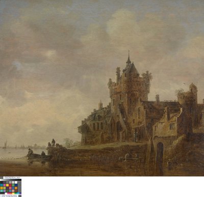 Paisagem fluvial com um castelo de Jan van Goyen
