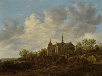 Vista de uma aldeia com uma grande igreja gótica de Jan van Goyen