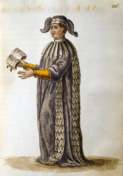 Um acadêmico erudito (caneta e tinta e wc no papel) de Jan van Grevenbroeck
