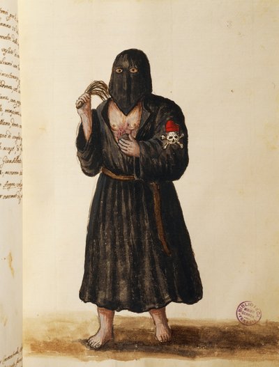 Confraria dos Penitentes, acompanhando a procissão fúnebre de importantes cidadãos à Basílica de São Marcos em Veneza, Volume II, f 89, de Giovanni di Grevembroch ou Grevenbroch (1731-1807) de Jan van Grevenbroeck
