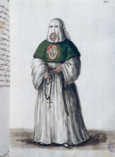 Confraria do sufrágio de Cristo, fundada na Igreja de San Giovanni in Oleo em Veneza, em fusão com a Confraria de San Rocco em Roma em 1621, Volume II f 72, por Giovanni di Grevembroch ou Grevenbroch (1731-1807) de Jan van Grevenbroeck