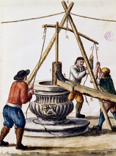Cavando bem, ilustração do livro Ilustrado de trajes venezianos, de Jan Grevenbroeck (1731-1807), aguarela, Itália de Jan van Grevenbroeck