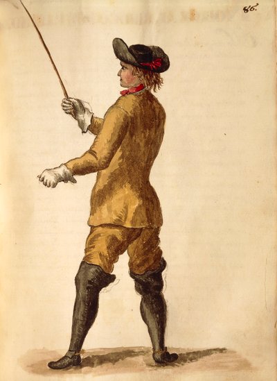 Gentleman in riding costume, de Jan van Grevenbroeck ou Giovanni Grevembroch (1731-1807), Gli Abiti de Veneziani, de livro ilustrado de fantasias, aguarela de Jan van Grevenbroeck
