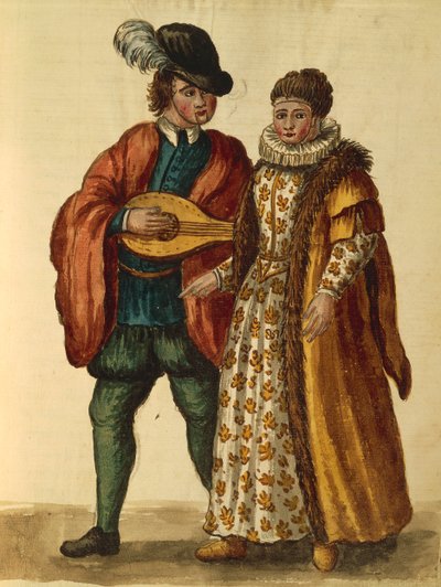 Gli Abiti de Veneziani de Jan van Grevenbroeck ou Giovanni Grevembroch, livro ilustrado de fantasias e máscaras, aguarela de Jan van Grevenbroeck