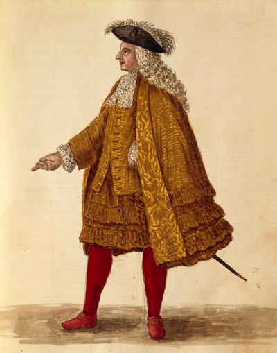Toga de cavaleiro, de Jan van Grevenbroeck ou Giovanni Grevembroch (1731-1807), Gli Abiti de Veneziani, de livro ilustrado de fantasias, aguarela de Jan van Grevenbroeck