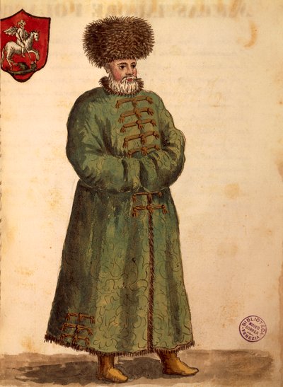 Embaixador moscovita, por Jan van Grevenbroeck ou Giovanni Grevembroch (1731-1807), Gli Abiti de Veneziani, de livro ilustrado de fantasias, aguarela de Jan van Grevenbroeck