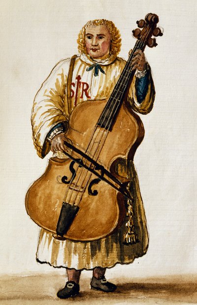 Músico de rua, por Giovanni Grevembroch. Itália de Jan van Grevenbroeck