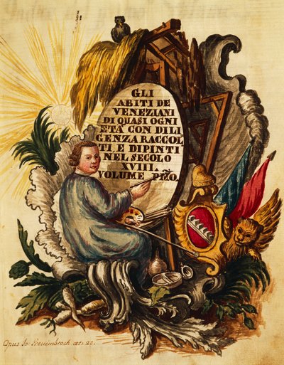 Vestido veneziano para todas as idades, diligentemente recolhido e pintado, para o século XVIII, por Giovanni Grevembroch, página de rosto de Jan van Grevenbroeck