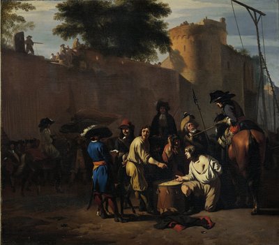 Lançando os dados para a vida ou a morte de Jan van Huchtenburg