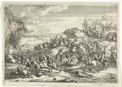 Paisagem com luta equestre
Paisagens (título da série) de Jan van Huchtenburg