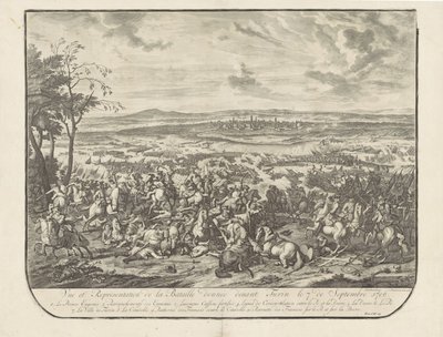 Ontzet van Turijn, 1706 Vista e representação da batalha dada em frente a Turim em 7 de setembro de 1706 (título no objeto) de Jan van Huchtenburg