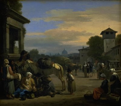 Cena de rua em Roma de Jan van Huchtenburg