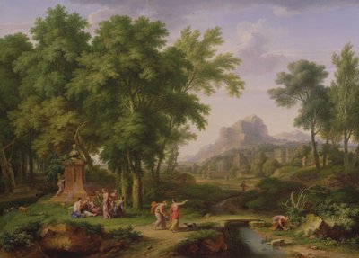Paisagem árcade com um busto de Flora, 1724-25 (par para 68872) de Jan van Huysum