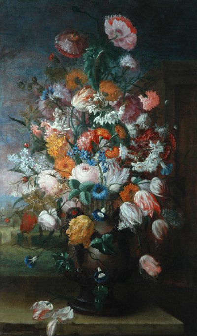 Flores, estudos com íris, 1682 de Jan van Huysum