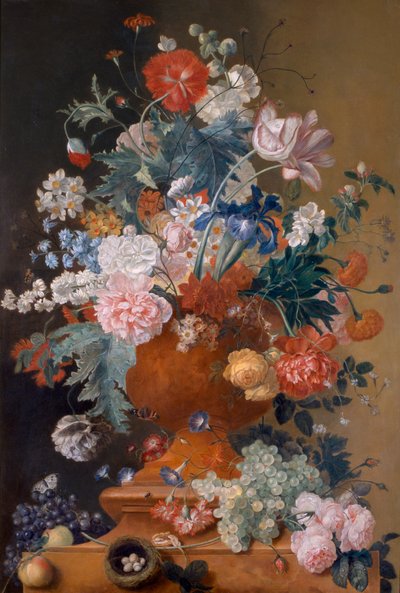 Flores num vaso de Terracota (óleo sobre tela) de Jan van Huysum