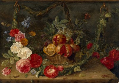 Composição Decorativa da Natureza Morta com um Cesto de Frutas, meados do século XVII de Jan van Kessel