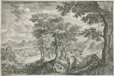 Paisagem montanhosa com o Bom Samaritano de Jan van Londerseel