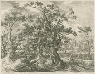 Paisagem com um profeta de Judá dilacerado por um leão de Jan van Londerseel