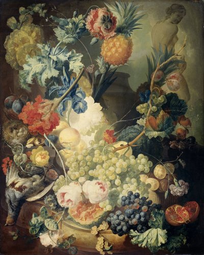 Natureza Morta com Flores, Frutas e Aves de Jan van Os