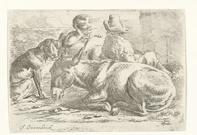Dois condutores de burros em repouso de Jan van Ossenbeeck
