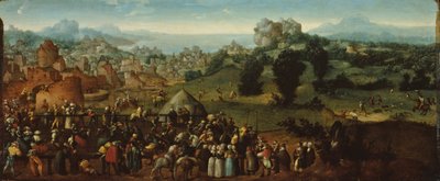 Paisagem com torneio e caçadores de Jan van Scorel