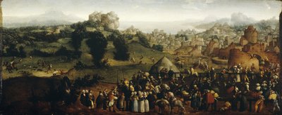 Paisagem com torneios e caçadores, 1519-20 de Jan van Scorel
