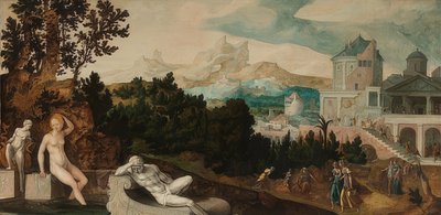 Paisagem com Bate-Seba. Por volta de 1540-45 de Jan van Scorel
