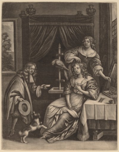 Menino entregando uma carta a uma mulher de Jan van Somer