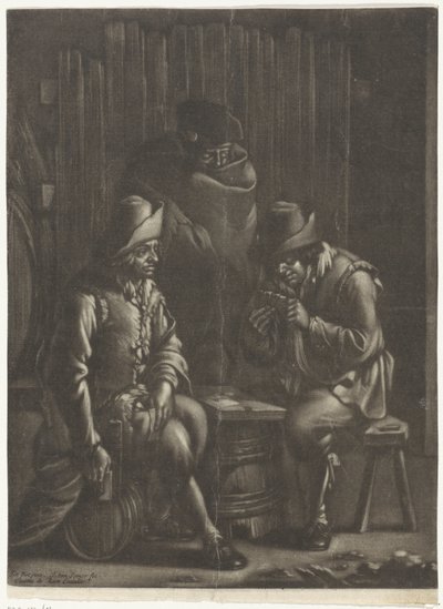 Jogadores de cartas à volta de um barril de Jan van Somer