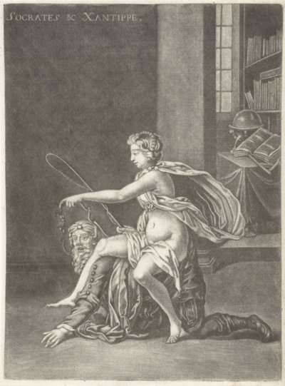Sócrates zombado por sua esposa Sócrates e Xantipa (título no objeto) de Jan van Somer