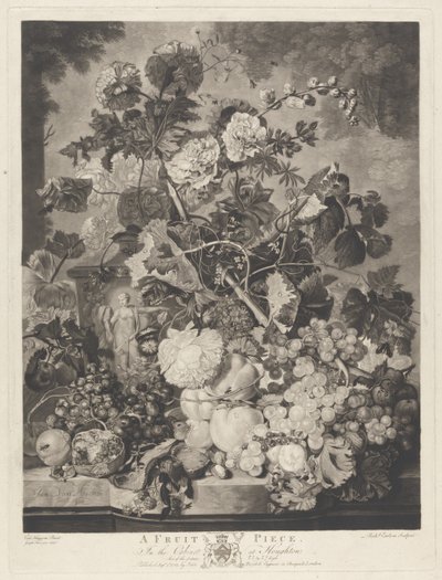 Um pedaço de fruta, gravado por Richard Earlom, 1781 de Jan van after Huysum