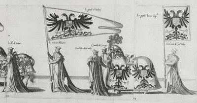 Banners na Procissão Fúnebre do Imperador Carlos V, 1559 de Jan van and Doetechum Doetechum the elder
