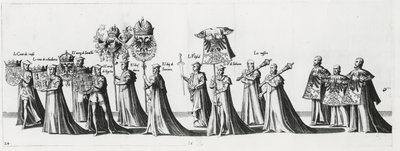 Braços Imperiais na Procissão Fúnebre do Imperador Carlos V, 1559 de Jan van and Doetechum Doetechum the elder