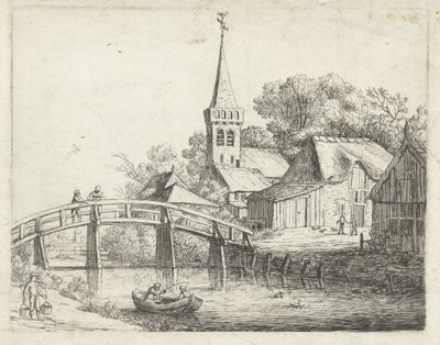 paisagem com ponte de madeira de Jan van de Cappelle
