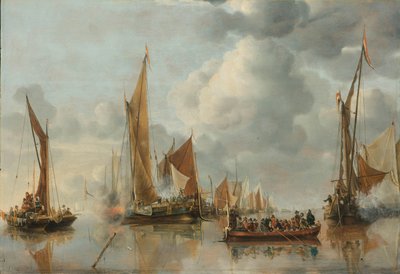 A Frota de Origem Saudando a Barcaça do Estado de Jan van de Cappelle