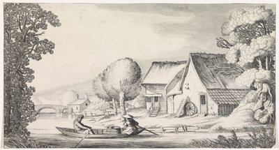 Agricultora e camponesa num barco a remo
Playsante lantschappen ende vermakelycke gesichten (título da série) de Jan van de Velde (II)